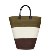 Chanel Maxi Coco Beach Large Shopping Bag Khaki, White, Brown Raffia and Black Calfskin - Thumbnail View 4