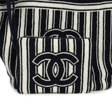 Chanel Coco Beach CC Striped Beach Tote Bag & Towel Set Navy Blue and White Terry Silver Hardware - Thumbnail View 8