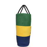 Chanel Maxi Coco Beach Large Shopping Bag Green, Yellow, Blue Raffia and Black Calfskin - Thumbnail View 3