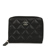 Chanel Classic Zipped Coin Purse Wallet Black Shiny Caviar Light Gold Hardware - Thumbnail View 1