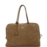 Chanel Maxi "Perfect Bowling" Bag Dark Beige Suede Gold Hardware - Thumbnail View 1