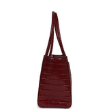 Chanel Small Cerf Shopping Bag Burgundy Croc Embossed Calfskin Gold Hardware - Thumbnail View 3
