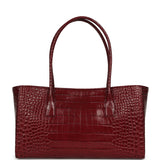 Chanel Small Cerf Shopping Bag Burgundy Croc Embossed Calfskin Gold Hardware - Thumbnail View 4