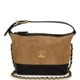 Chanel Mini Coco Base Clutch with Chain Brown Suede and Black Shiny Lambskin Brushed Gold Hardware - Thumbnail View 1