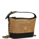 Chanel Mini Coco Base Clutch with Chain Brown Suede and Black Shiny Lambskin Brushed Gold Hardware - Thumbnail View 2