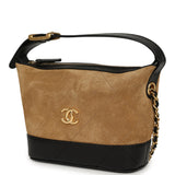 Chanel Mini Coco Base Clutch with Chain Brown Suede and Black Shiny Lambskin Brushed Gold Hardware - Thumbnail View 5
