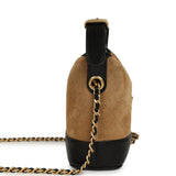 Chanel Mini Coco Base Clutch with Chain Brown Suede and Black Shiny Lambskin Brushed Gold Hardware - Thumbnail View 3