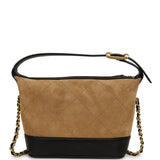 Chanel Mini Coco Base Clutch with Chain Brown Suede and Black Shiny Lambskin Brushed Gold Hardware - Thumbnail View 4