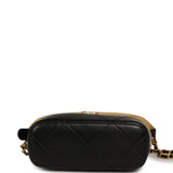 Chanel Mini Coco Base Clutch with Chain Brown Suede and Black Shiny Lambskin Brushed Gold Hardware - Thumbnail View 9