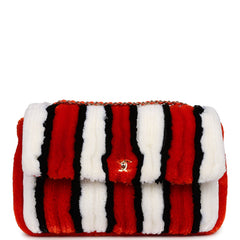 Chanel Maxi Coco Beach Stripe Flap Bag Orange, White and Black Raffia Gold Hardware