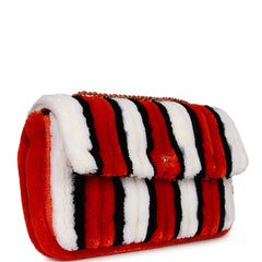 Chanel Maxi Coco Beach Stripe Flap Bag Orange, White and Black Raffia Gold Hardware