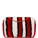 Chanel Maxi Coco Beach Stripe Flap Bag Orange, White and Black Raffia Gold Hardware - Thumbnail View 4