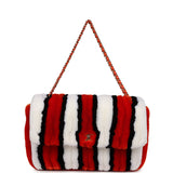 Chanel Maxi Coco Beach Stripe Flap Bag Orange, White and Black Raffia Gold Hardware - Thumbnail View 7