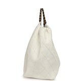 Chanel Maxi Coco Beach Cambon Hobo Bag White Denim and Black Calfskin Brushed Gold Hardware - Thumbnail View 3