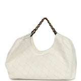 Chanel Maxi Coco Beach Cambon Hobo Bag White Denim and Black Calfskin Brushed Gold Hardware - Thumbnail View 4