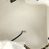 Chanel Maxi Coco Beach Cambon Hobo Bag White Denim and Black Calfskin Brushed Gold Hardware - Thumbnail View 8