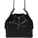 Chanel Medium 25 Hobo Bag Black Shiny Crumpled Calfskin Mixed Silver Hardware - Thumbnail View 1