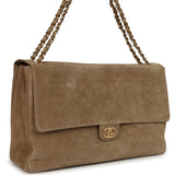 Chanel Maxi "Souplissimo" Large Flap Bag Dark Beige Suede Gold Hardware - Thumbnail View 2