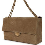 Chanel Maxi "Souplissimo" Large Flap Bag Dark Beige Suede Gold Hardware - Thumbnail View 5