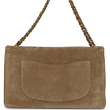 Chanel Maxi "Souplissimo" Large Flap Bag Dark Beige Suede Gold Hardware - Thumbnail View 4