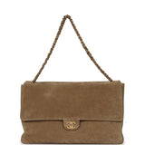 Chanel Maxi "Souplissimo" Large Flap Bag Dark Beige Suede Gold Hardware - Thumbnail View 6