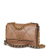 Chanel Medium 19 Flap Bag Pearly Beige Shiny Lambskin Mixed Metal Hardware - Thumbnail View 5
