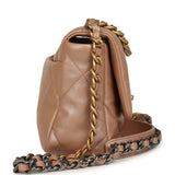 Chanel Medium 19 Flap Bag Pearly Beige Shiny Lambskin Mixed Metal Hardware - Thumbnail View 3