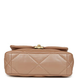 Chanel Medium 19 Flap Bag Pearly Beige Shiny Lambskin Mixed Metal Hardware - Thumbnail View 6