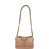 Chanel Medium 19 Flap Bag Pearly Beige Shiny Lambskin Mixed Metal Hardware - Thumbnail View 7