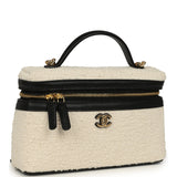 Chanel Coco Beach Top Handle Long Vanity Case with Chain Ecru Tweed and Black Calfskin Gold Hardware - Thumbnail View 2