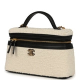 Chanel Coco Beach Top Handle Long Vanity Case with Chain Ecru Tweed and Black Calfskin Gold Hardware - Thumbnail View 5