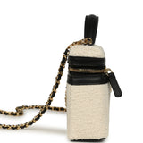 Chanel Coco Beach Top Handle Long Vanity Case with Chain Ecru Tweed and Black Calfskin Gold Hardware - Thumbnail View 3