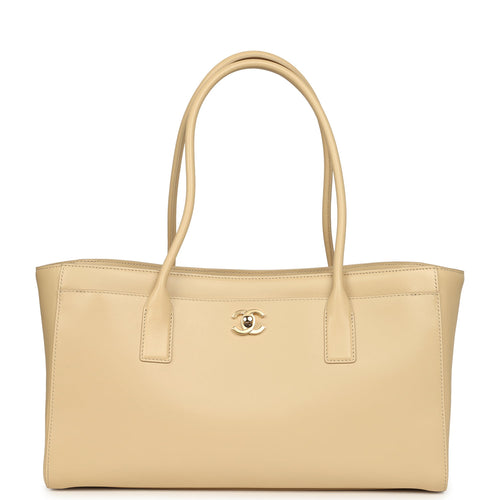 Chanel Small Cerf Shopping Bag Beige Calfskin Gold Hardware