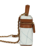 Chanel Coco Beach Top Handle Long Vanity Case with Chain Light Blue Denim and Brown Calfskin Gold Hardware - Thumbnail View 3