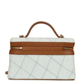 Chanel Coco Beach Top Handle Long Vanity Case with Chain Light Blue Denim and Brown Calfskin Gold Hardware - Thumbnail View 4