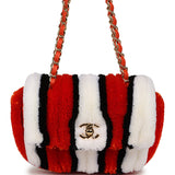 Chanel Small Coco Beach Stripe Flap Bag Orange, White and Black Raffia Gold Hardware - Thumbnail View 1