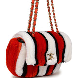 Chanel Small Coco Beach Stripe Flap Bag Orange, White and Black Raffia Gold Hardware - Thumbnail View 2