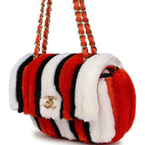 Chanel Small Coco Beach Stripe Flap Bag Orange, White and Black Raffia Gold Hardware - Thumbnail View 5