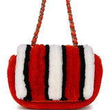 Chanel Small Coco Beach Stripe Flap Bag Orange, White and Black Raffia Gold Hardware - Thumbnail View 4