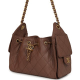 Chanel Mini 25 Hobo Bag Brown Caviar Antique Gold Hardware - Thumbnail View 5
