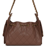 Chanel Mini 25 Hobo Bag Brown Caviar Antique Gold Hardware - Thumbnail View 4