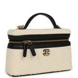 Chanel Coco Beach Top Handle Long Vanity Case with Chain Ecru Tweed and Black Calfskin Gold Hardware - Thumbnail View 2