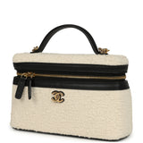 Chanel Coco Beach Top Handle Long Vanity Case with Chain Ecru Tweed and Black Calfskin Gold Hardware - Thumbnail View 5