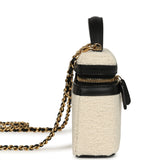 Chanel Coco Beach Top Handle Long Vanity Case with Chain Ecru Tweed and Black Calfskin Gold Hardware - Thumbnail View 3