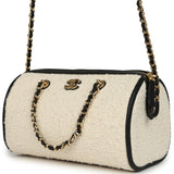 Chanel Coco Beach Mini Timeless Classic Barrel Bag with Chain Ecru Tweed and Black Calfskin Gold Hardware - Thumbnail View 5