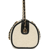 Chanel Coco Beach Mini Timeless Classic Barrel Bag with Chain Ecru Tweed and Black Calfskin Gold Hardware - Thumbnail View 3