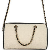 Chanel Coco Beach Mini Timeless Classic Barrel Bag with Chain Ecru Tweed and Black Calfskin Gold Hardware - Thumbnail View 4