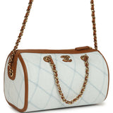 Chanel Coco Beach Mini Timeless Classic Barrel Bag with Chain Light Blue Denim and Brown Calfskin Gold Hardware - Thumbnail View 2