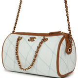 Chanel Coco Beach Mini Timeless Classic Barrel Bag with Chain Light Blue Denim and Brown Calfskin Gold Hardware - Thumbnail View 5