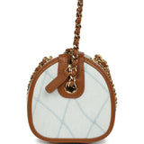 Chanel Coco Beach Mini Timeless Classic Barrel Bag with Chain Light Blue Denim and Brown Calfskin Gold Hardware - Thumbnail View 3